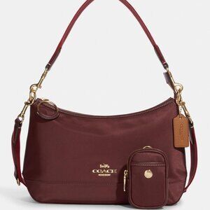 Coach Elle Shoulder Crossbody Bag + Coin Wallet Wine New No Tags